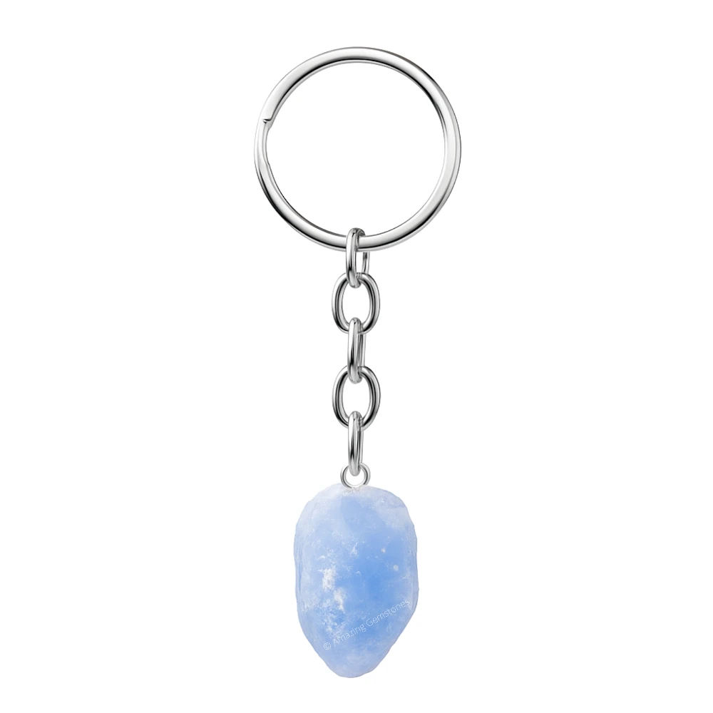 Blue Calcite Keychain Keys Holder (Raw)