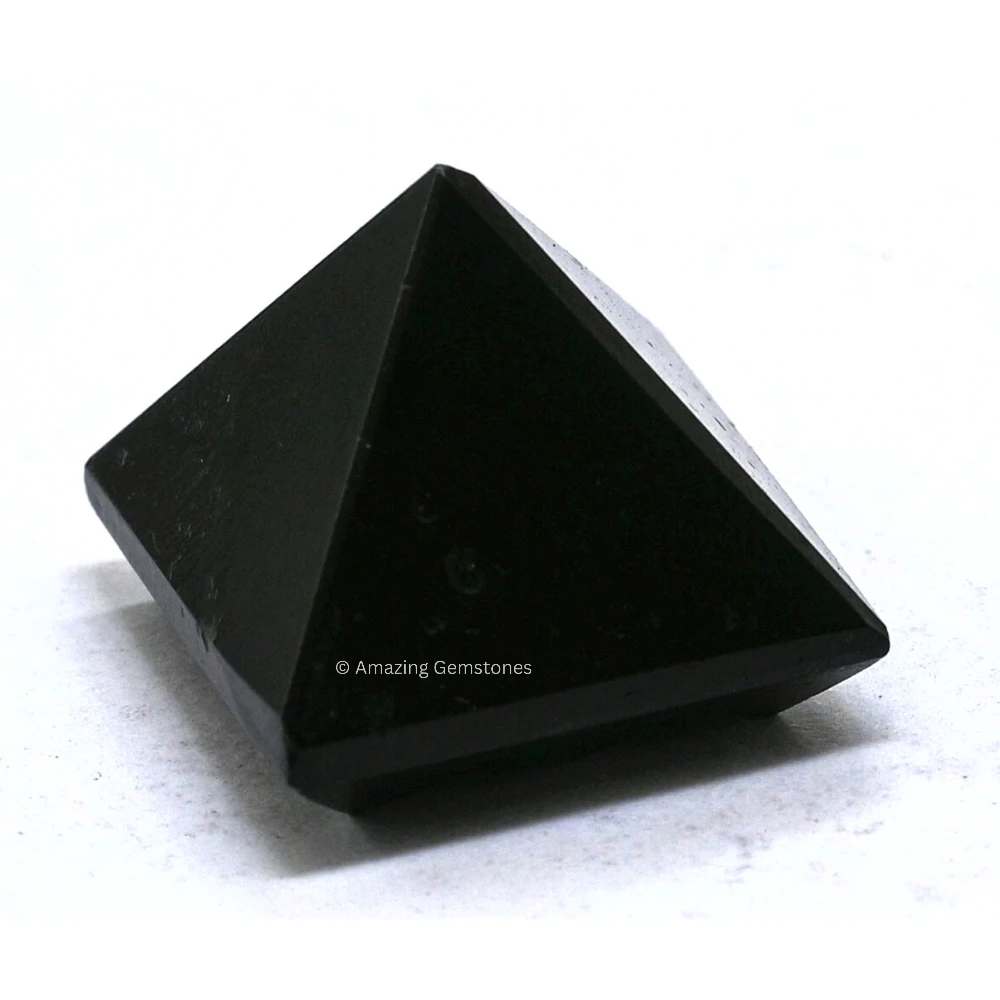 Black Tourmaline Lemurian Pyramid - Under 9 Pyramid Plate