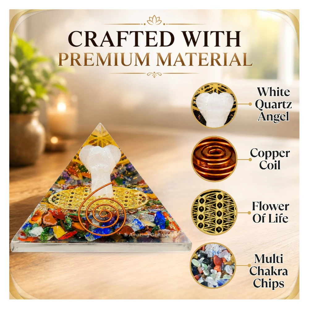 7 Chakra Orgone Pyramid - Angel Glow in Dark