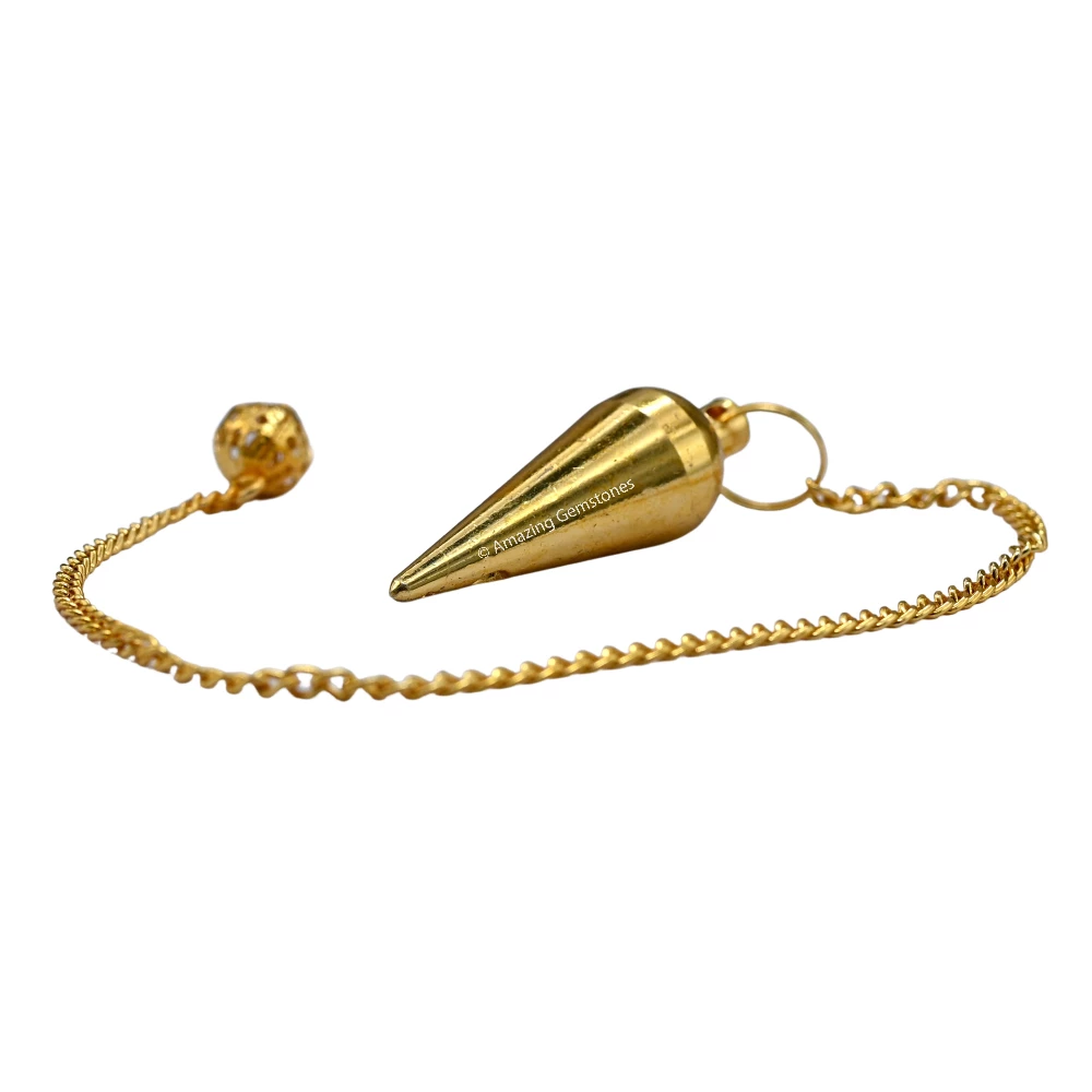 Copper Metal Pendulum - Gold Dome Cone Long Point (MP70)