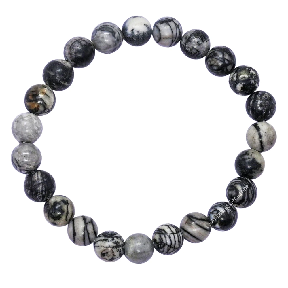 Black Picasso Jasper Bracelet (Strechable)