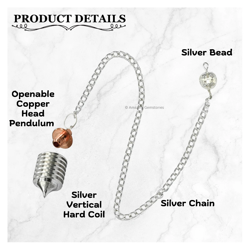 Copper Metal Pendulum - Silver Vertical Hard Coil with Copper Head (MP69)
