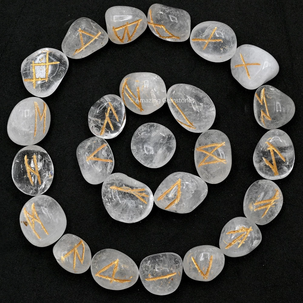 Clear Quartz Rune Stones Set