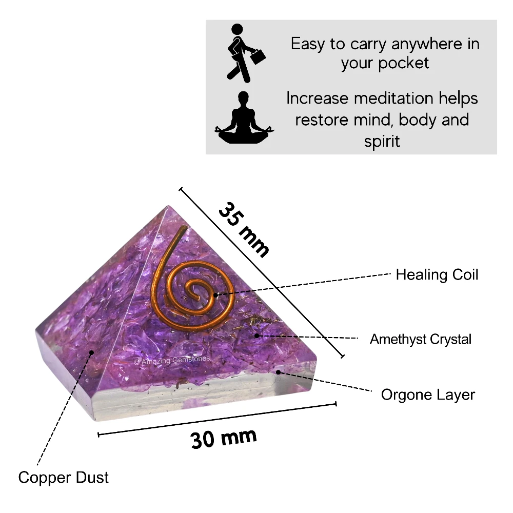Amethyst Onyx Orgone Pyramid - Mini