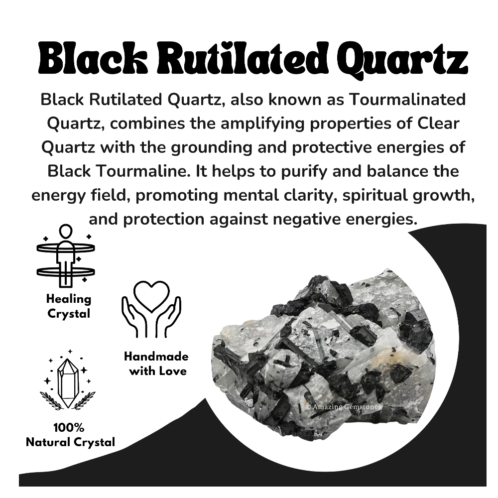 Black Rutilated Quartz Raw Crystals (2 Pieces)