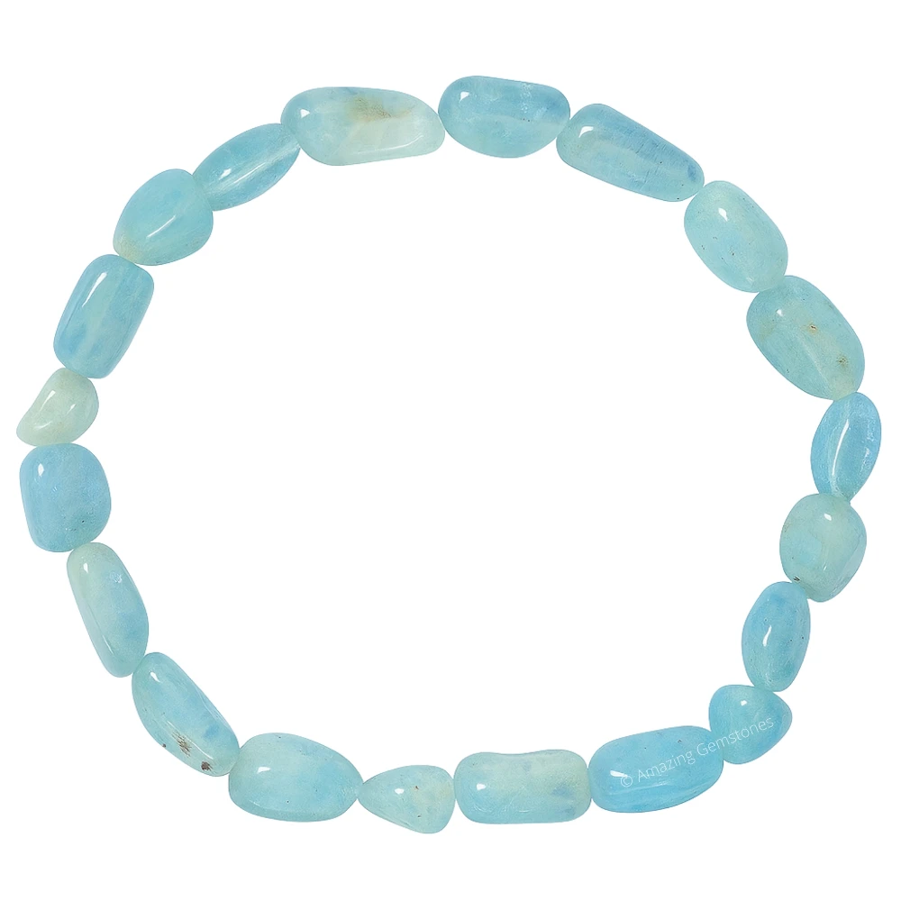 Aquamarine Tumbled Stone Bracelet (Stretchable)