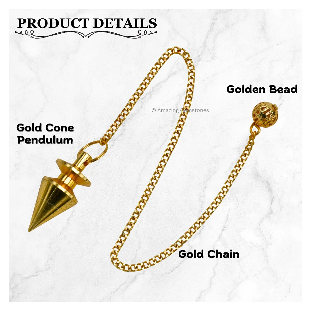 Copper Metal Pendulum - Gold Cone with Ring Plate (MP04)