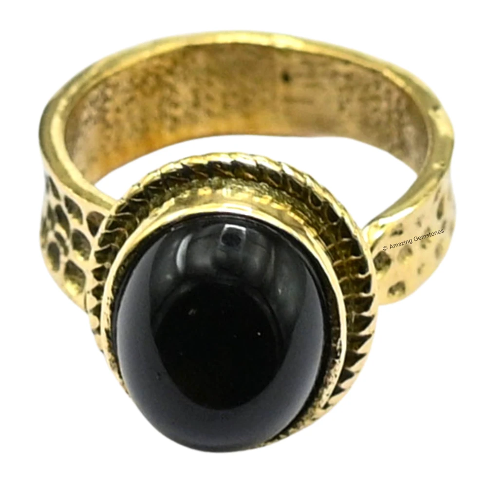 Black Onyx Crystal Ring (Gold)
