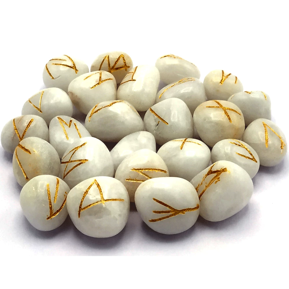 Snow Quartz Rune Stones Set