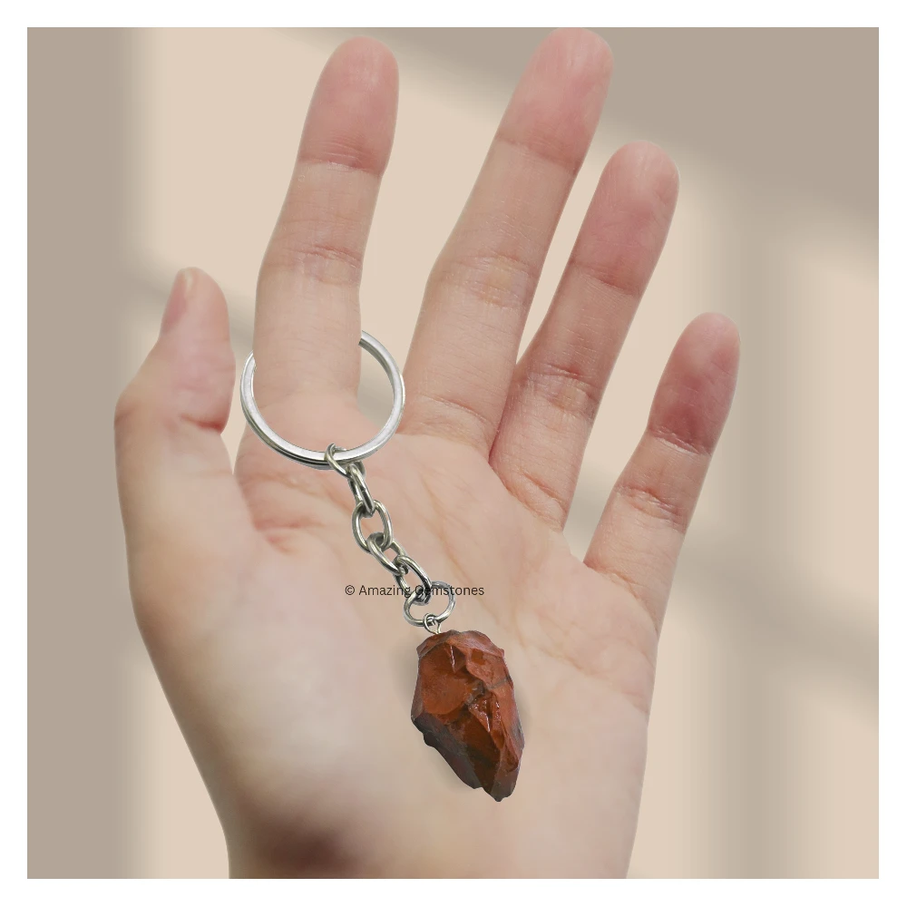 Red Jasper Keychain Keys Holder (Raw)