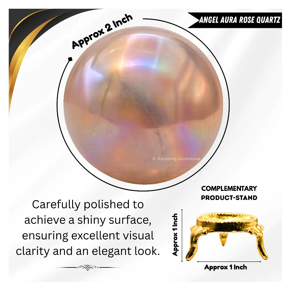 Angel Aura Rose Quartz Sphere (2 Inch)