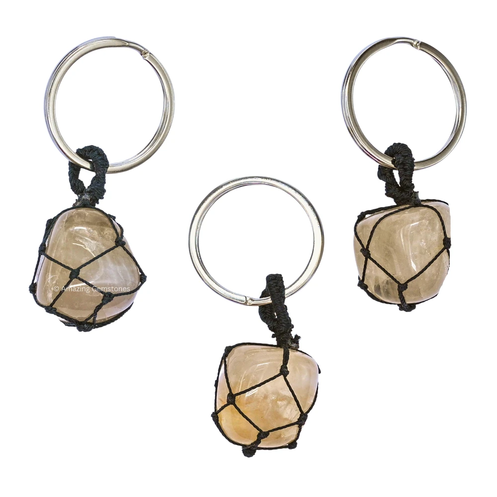 Citrine Keychain Keys Holder (Macrame Tumble)