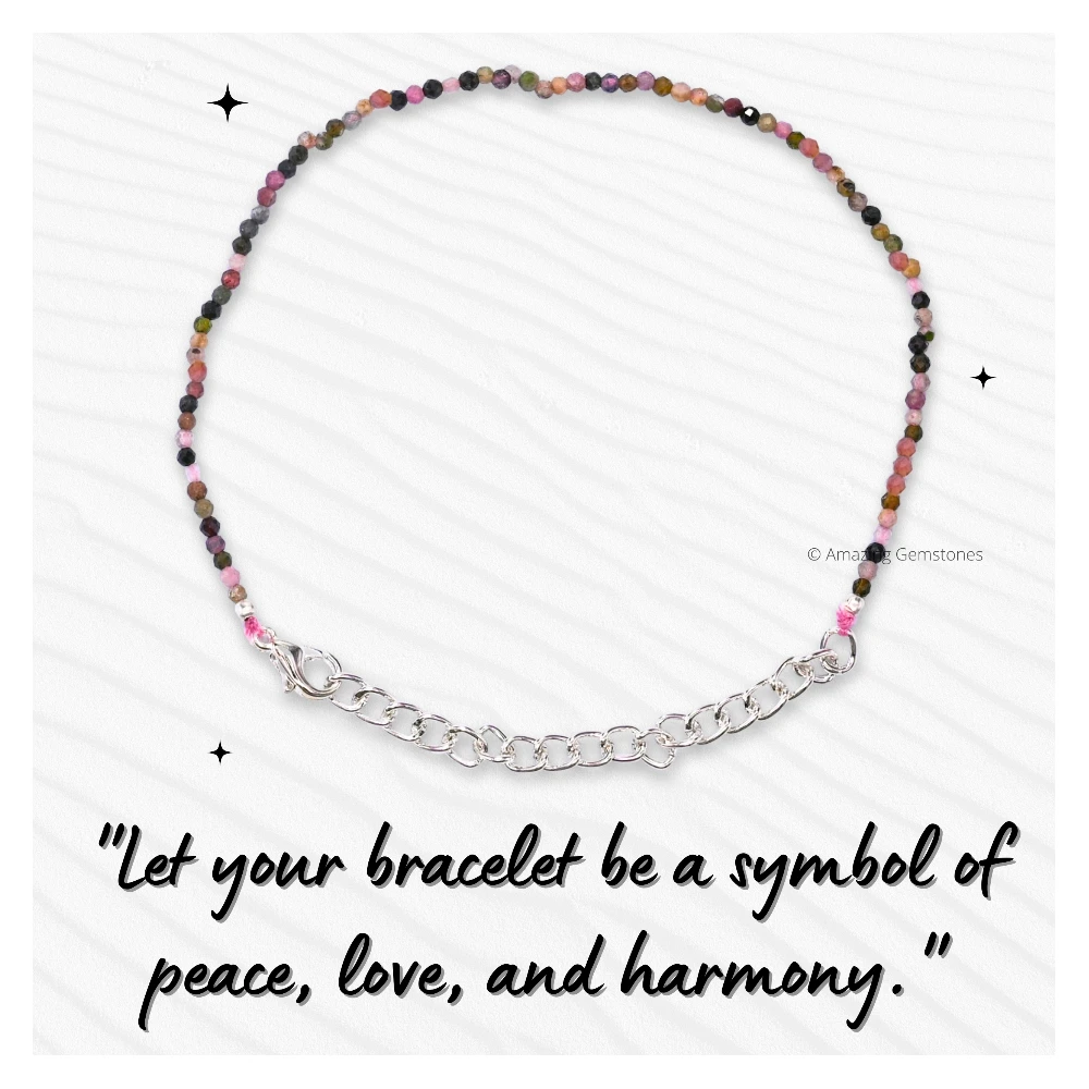 Multi Tourmaline Crystal Bracelet - 2mm Faceted Bead (Silver)