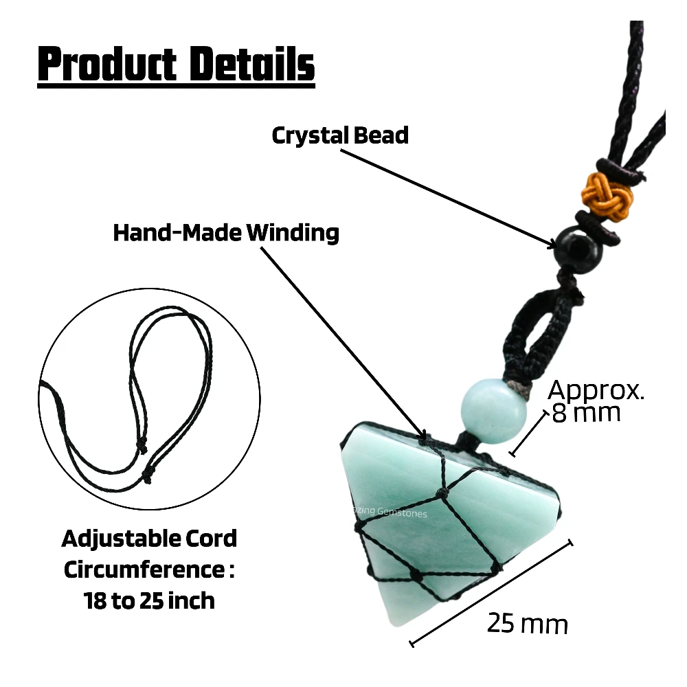 Amazonite Pyramid Pendant Necklace (Macrame)