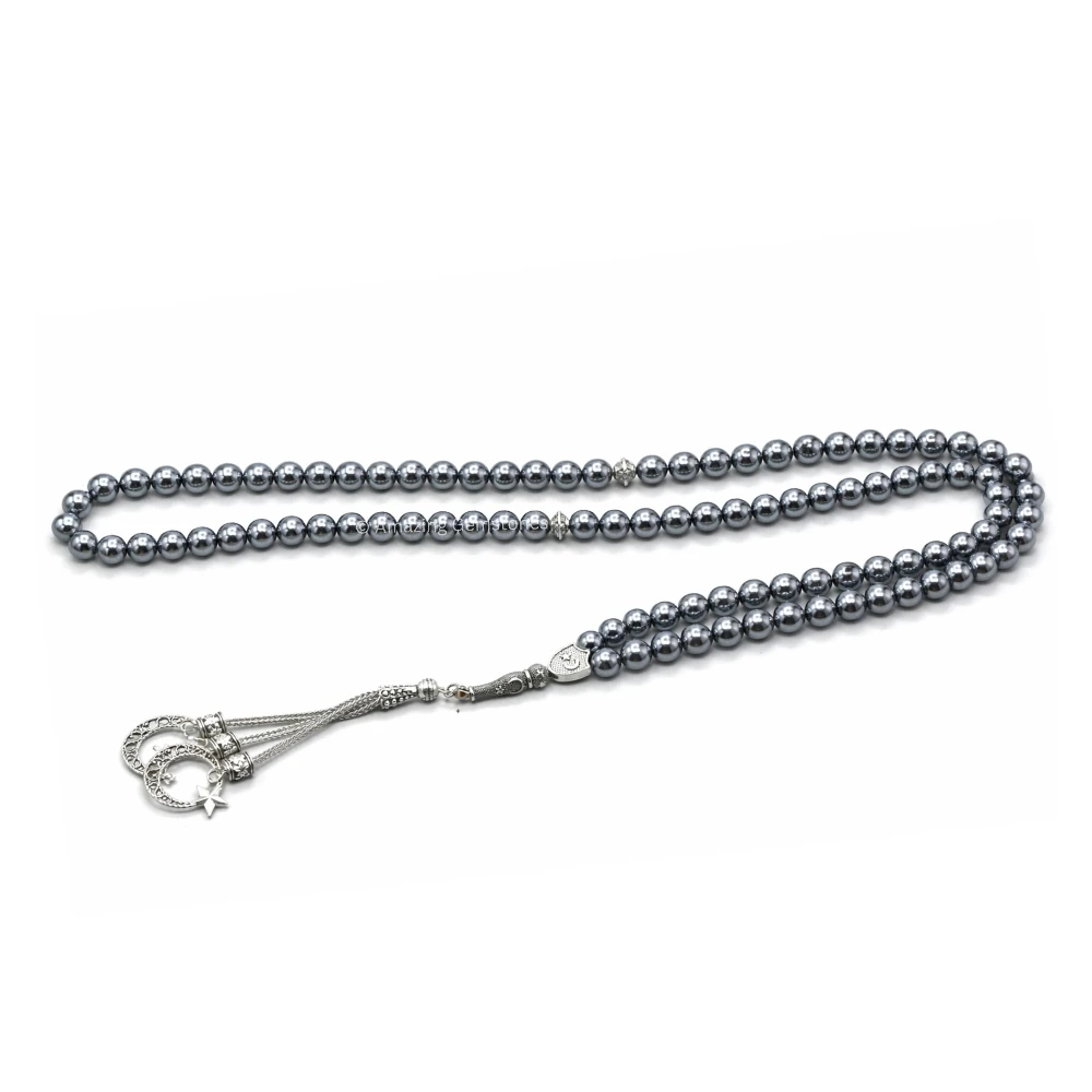 Terahertz Crystal Tasbeeh Sibha Prayer Beads (Silver)