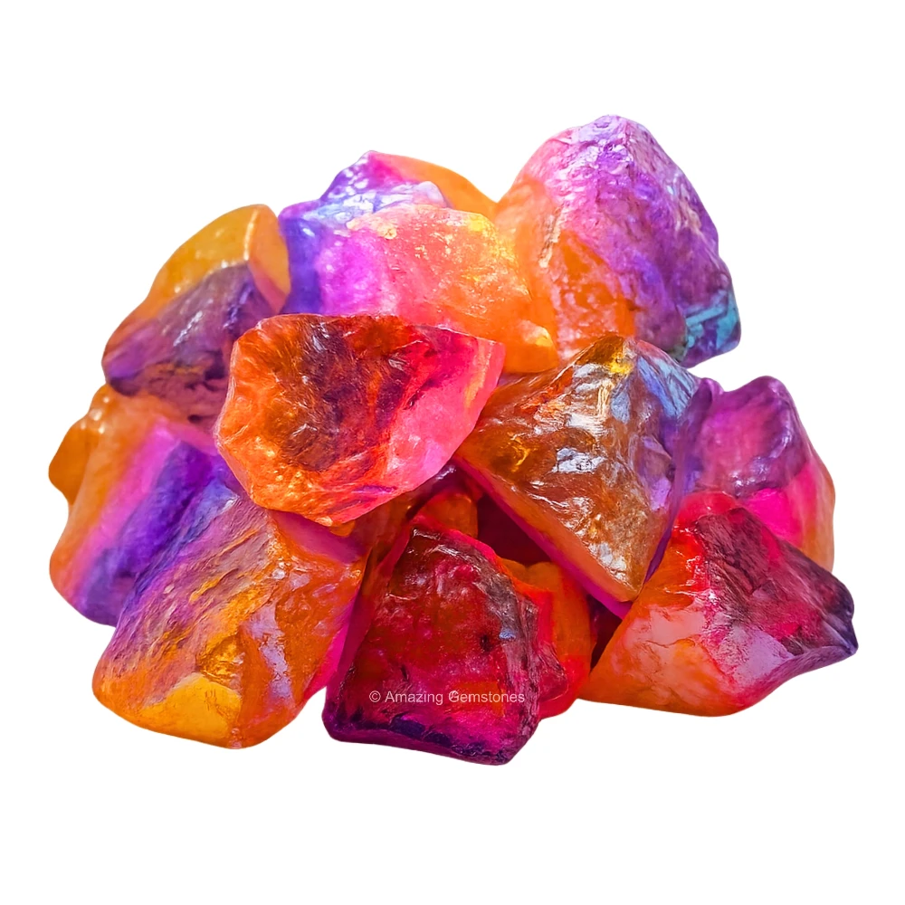 Tangerine-Rose-Amethyst Aura Quartz Raw Crystals (2 Pieces)