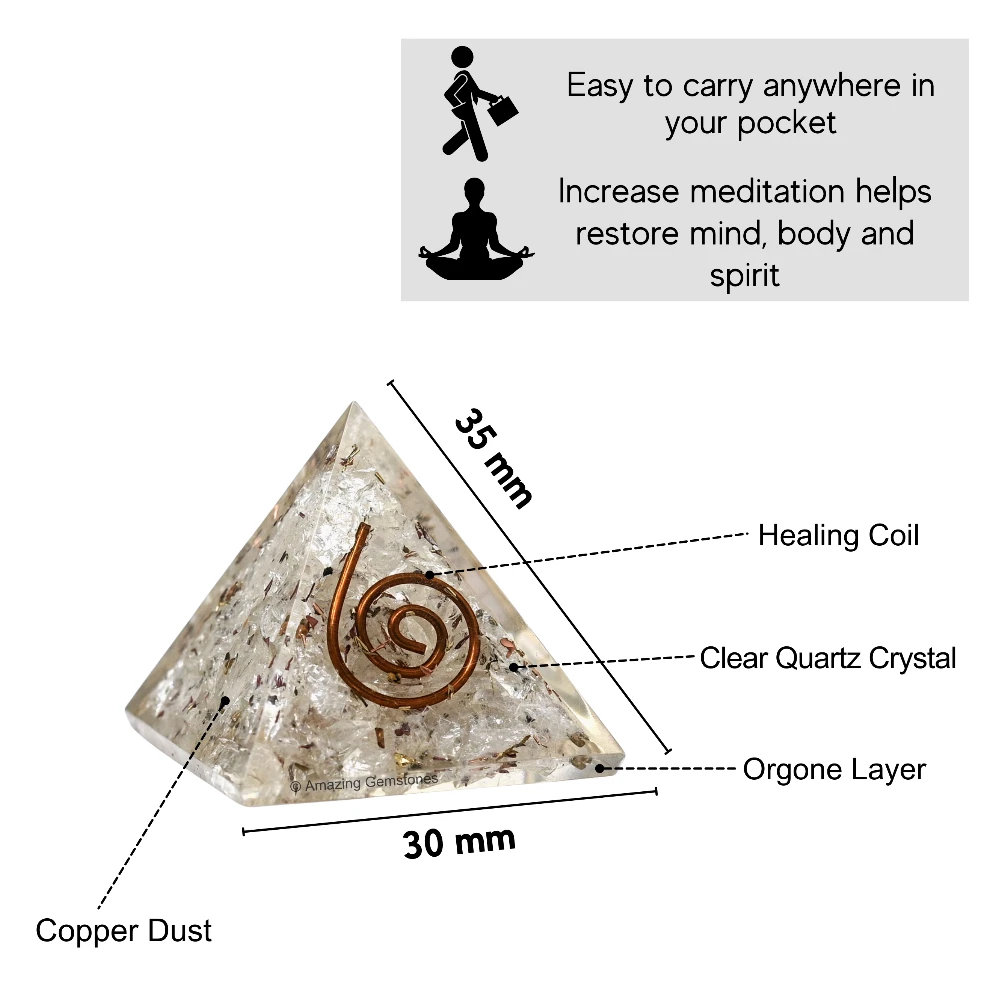 Clear Quartz Orgone Pyramid - Mini