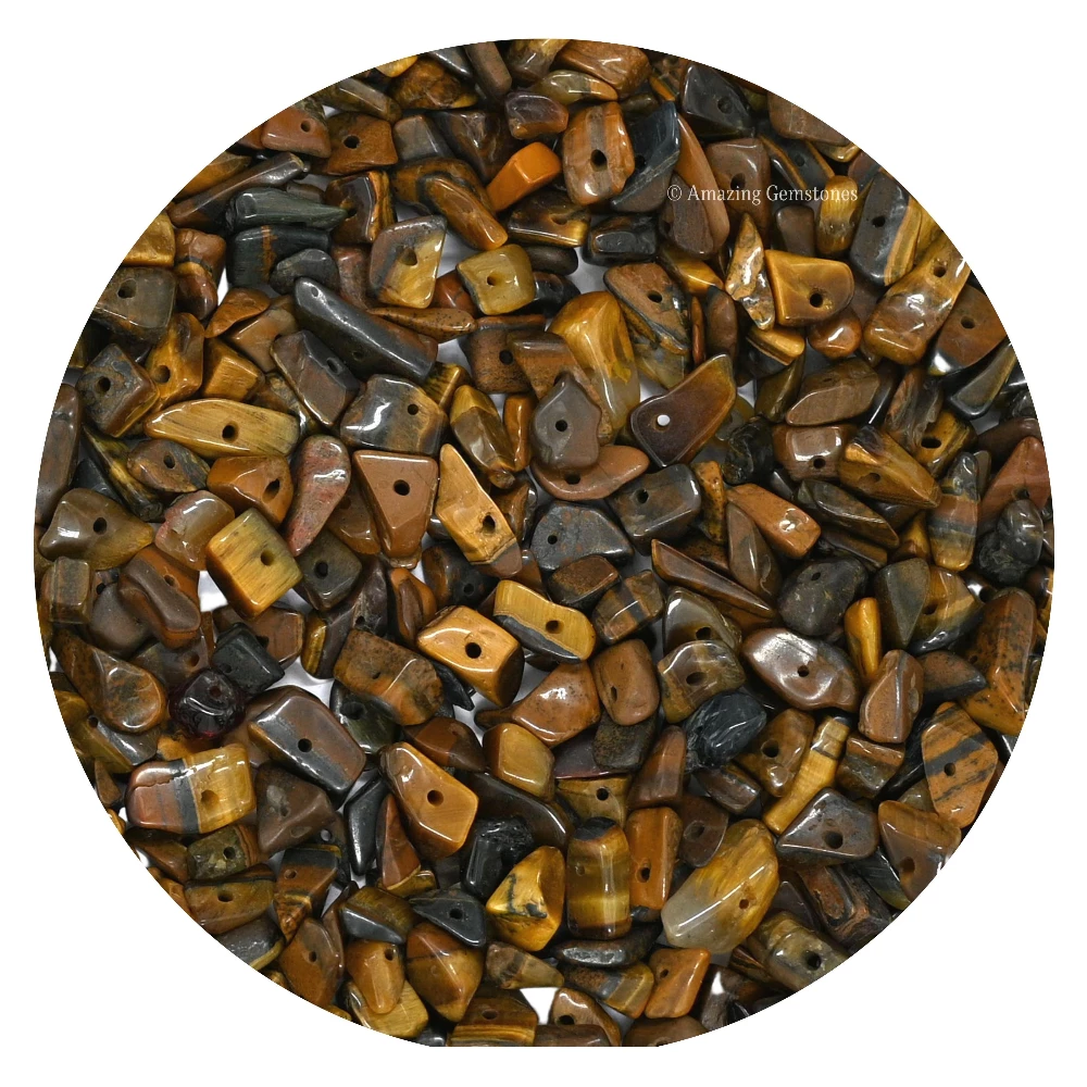Tiger Eye Chips - Pre Drilled