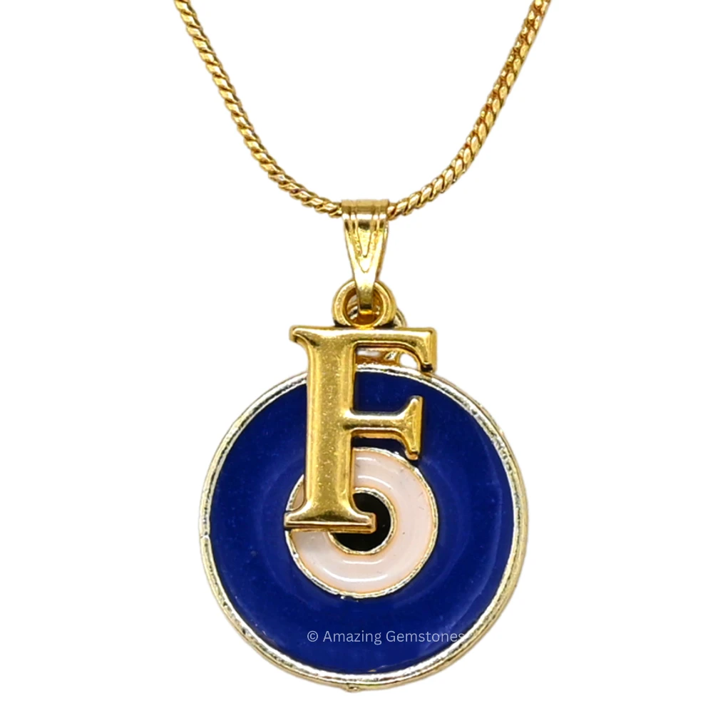 Evil Eye Pendant Necklace with F Initial