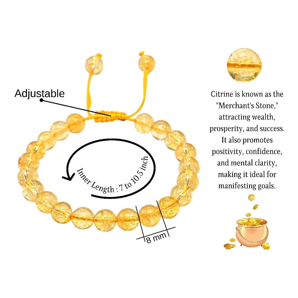 Citrine Onyx Bracelet (Adjustable)