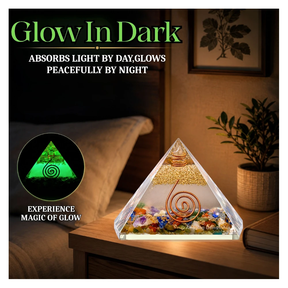 Mix Chakra Orgone Pyramid - Glow in Dark