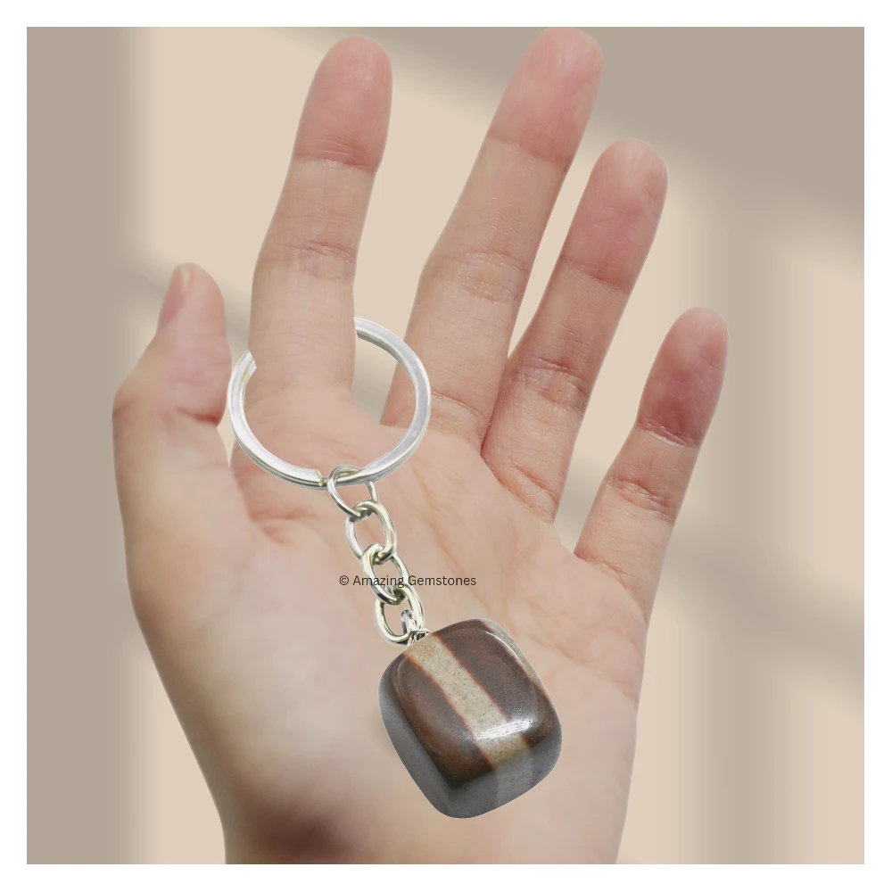 Narmada Shiva Lingam Keychain Keys Holder (Tumble)