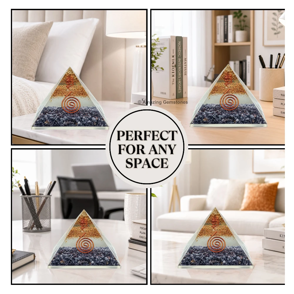 Iolite Orgone Pyramid - Glow in Dark