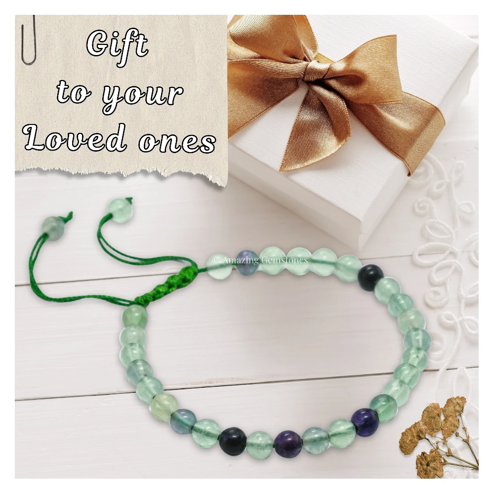Multi Fluorite Healing Crystal Bracelets - 6mm Beads (Adjustable)