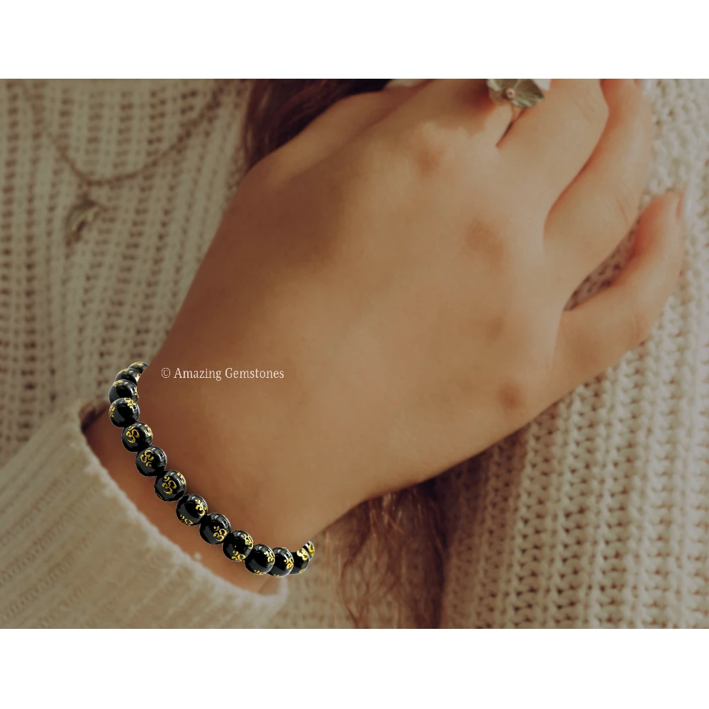 Black Agate OM Bracelet (Adjustable)