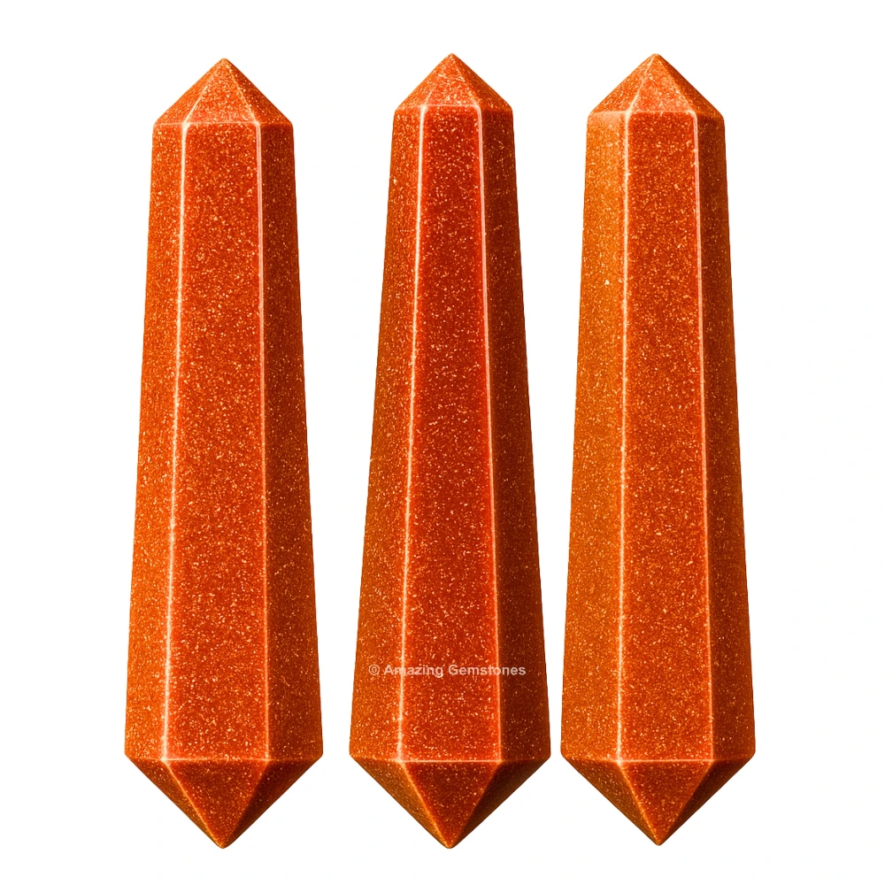 Red Goldstone Pencil Points (Double Terminated) (Set of 3)