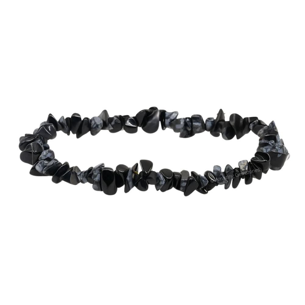 Snowflake Obsidian Chips Bracelet