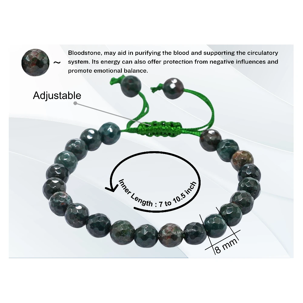 Bloodstone Bracelet (Faceted) (Adjustable)