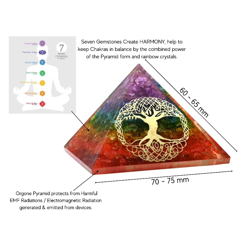 Chakra Onyx Orgone Pyramid - Big Tree of Life