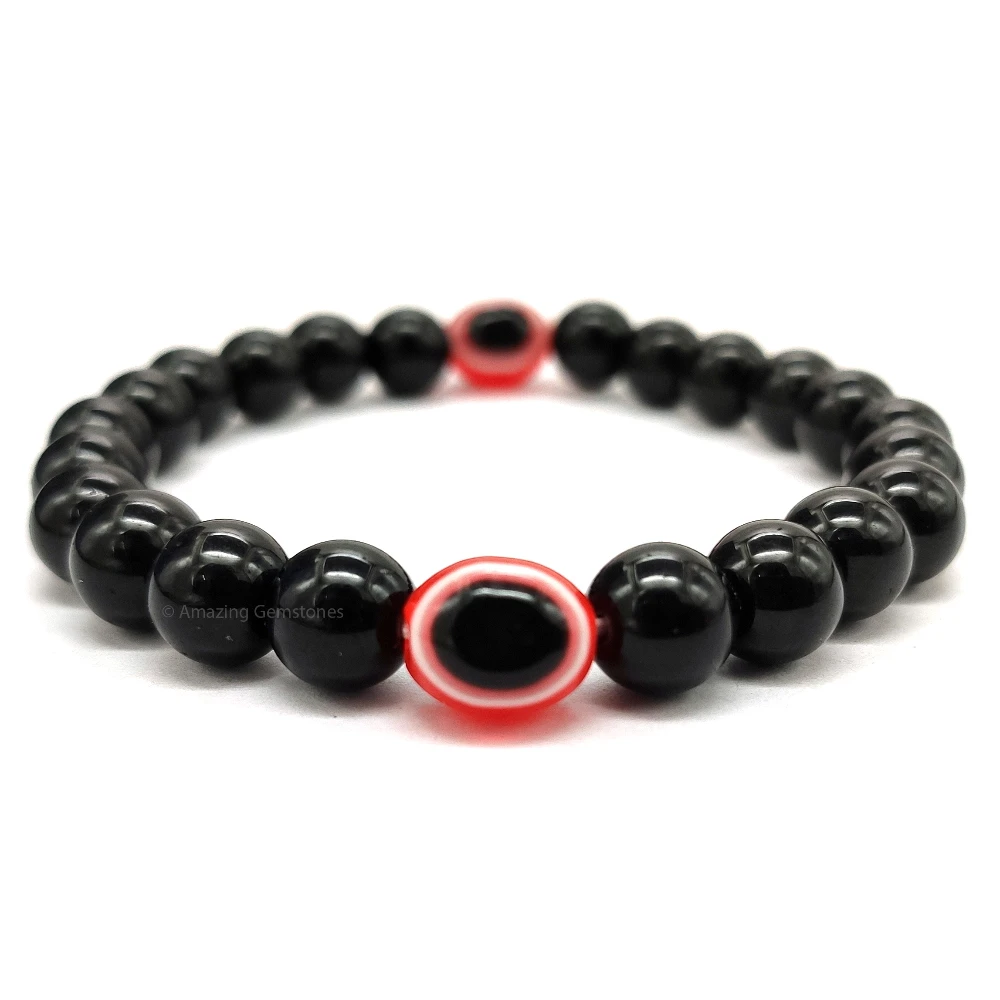 Red Evil Eye and Black Obsidian Bracelet