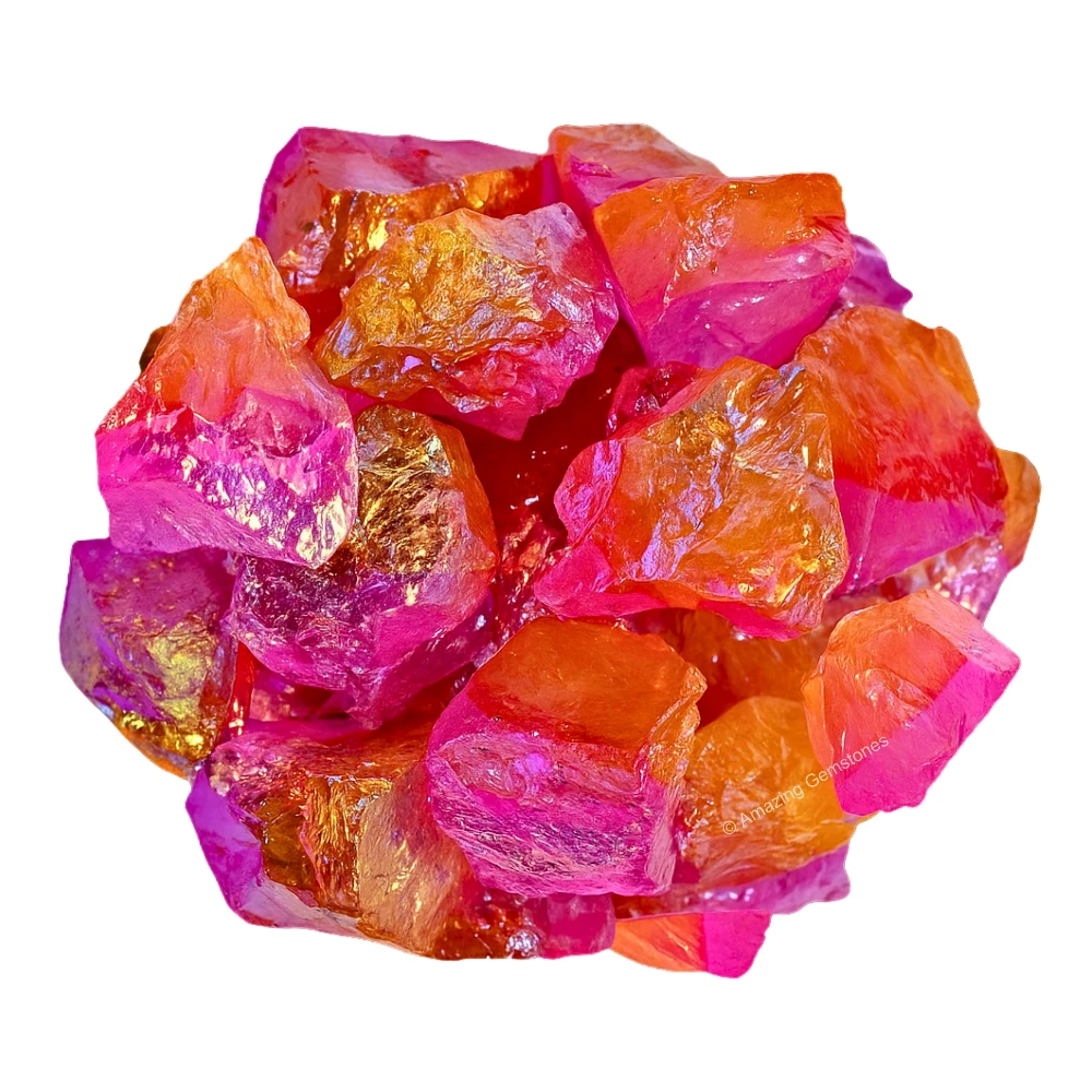 Rose-Tangerine Aura Quartz Raw Crystals (2 Pieces)