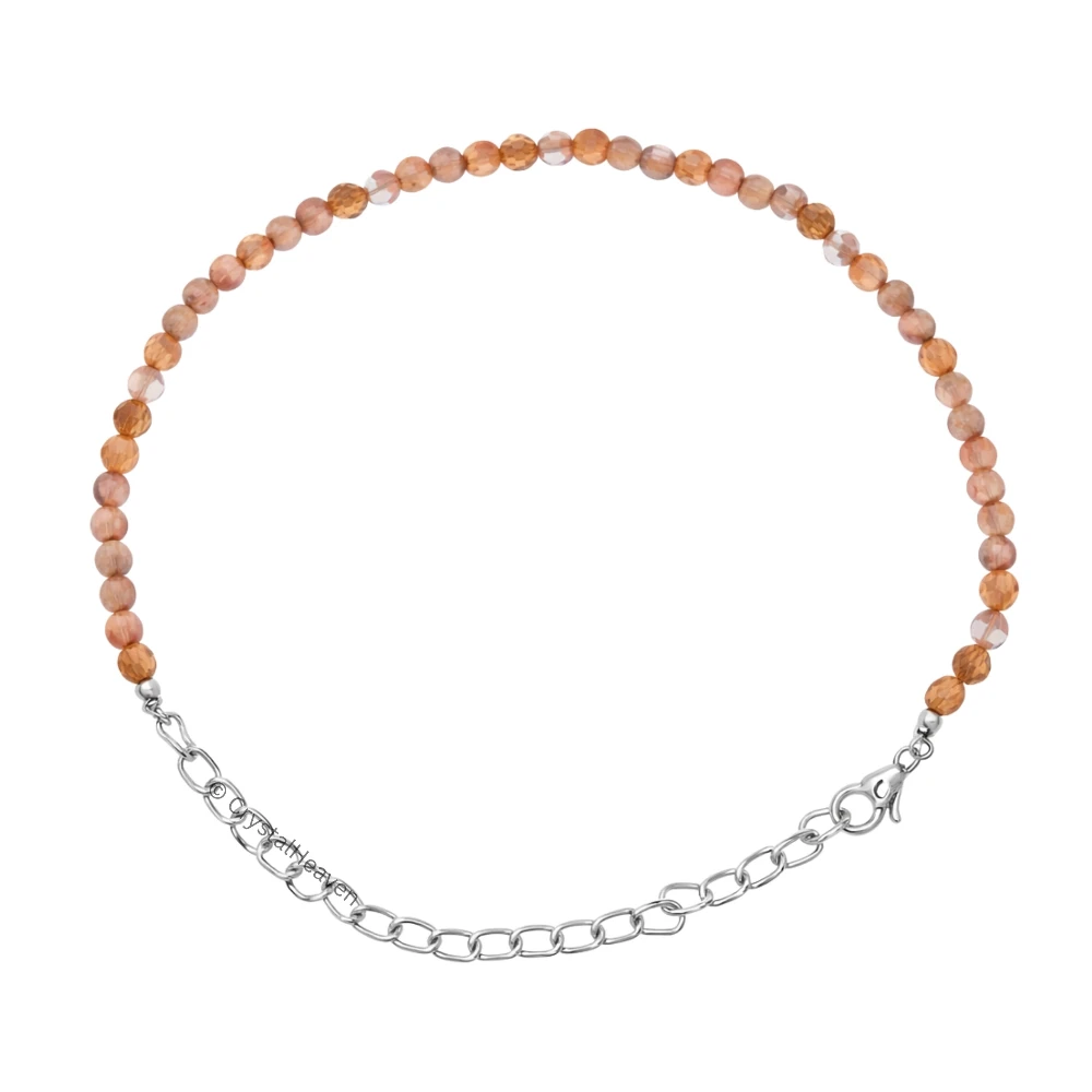 Golden Moonstone Bracelets - 2mm Faceted Beads (Silver)