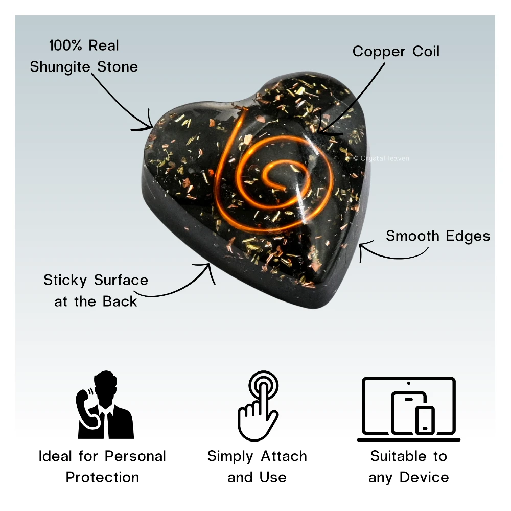 Shungite Orgone Phone Sticker - Heart (Pack of 2)