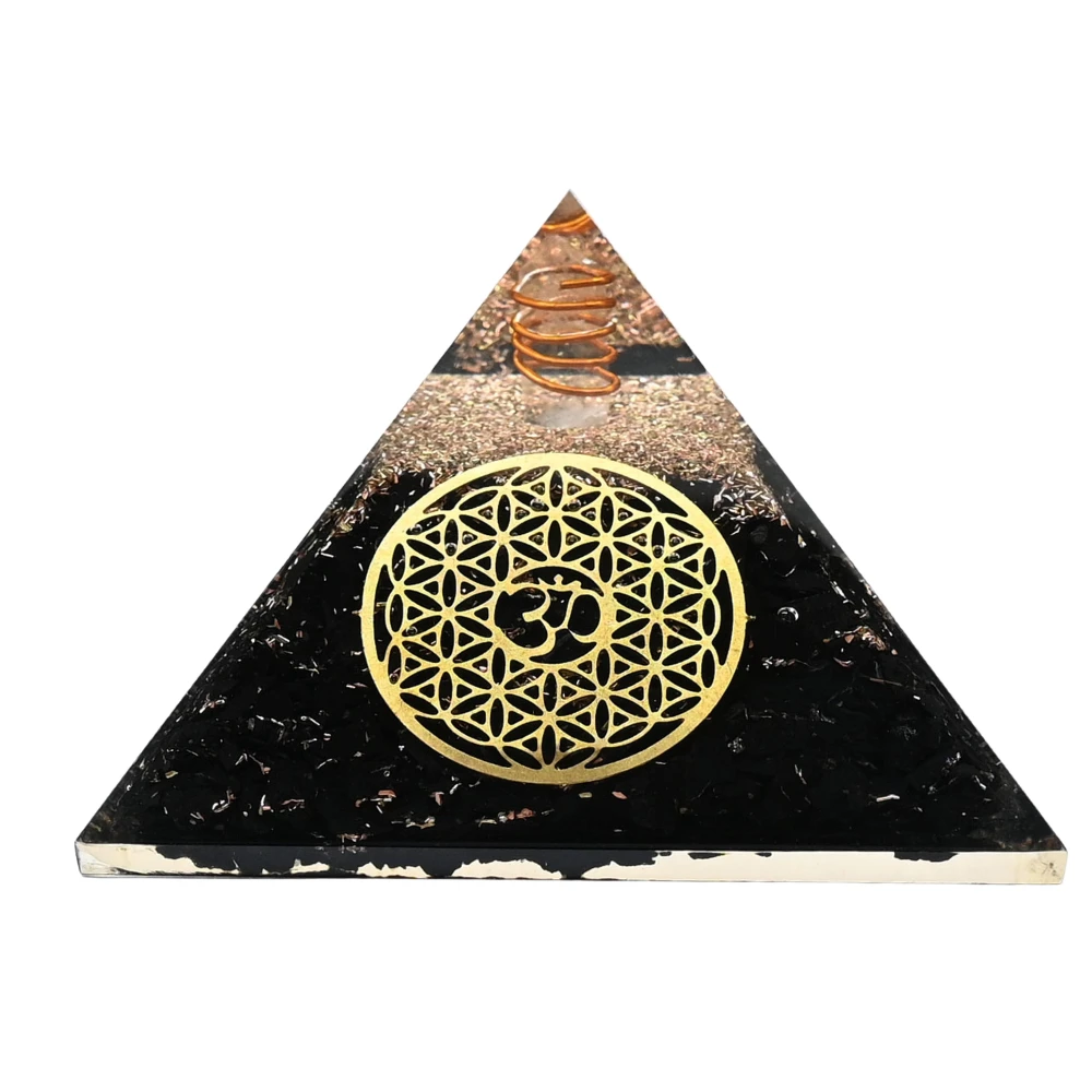 Shungite Orgone Pyramid (OM Flower Of Life)