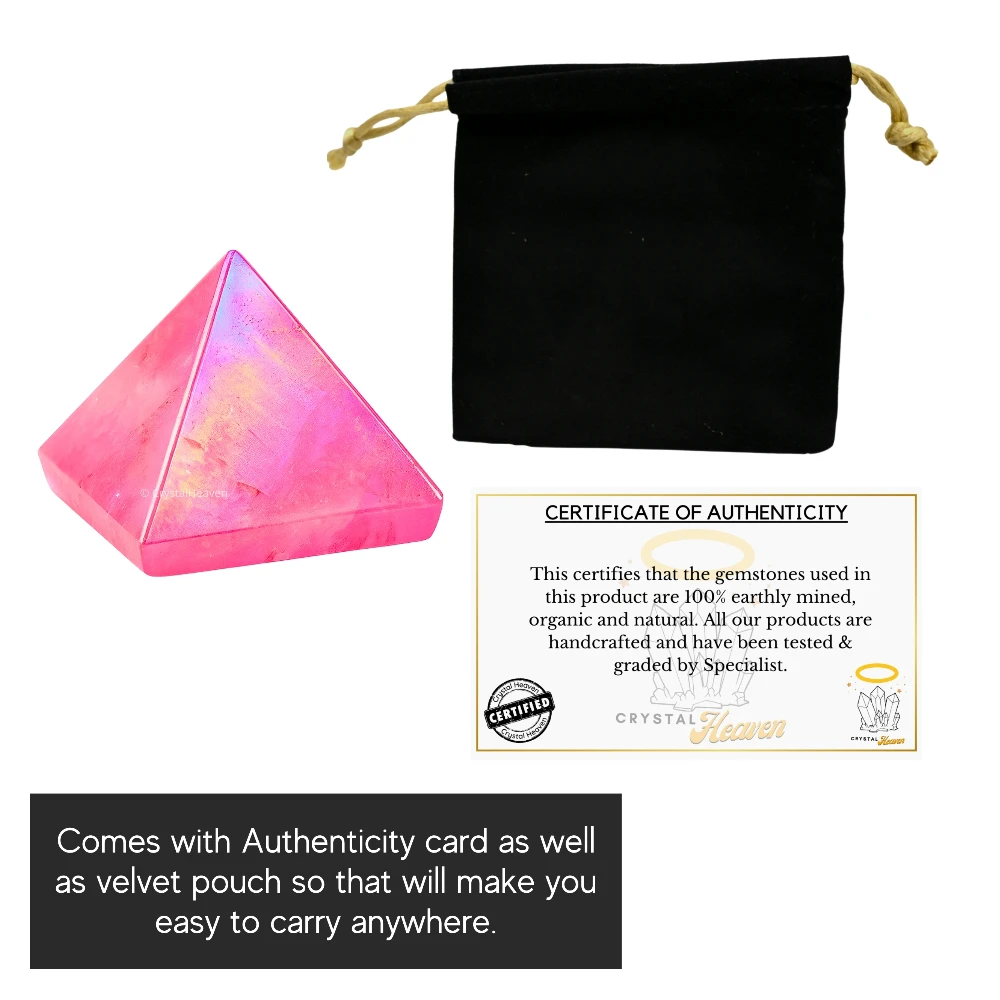 Angel Aura Rose Quartz Pyramid (1 Inch)