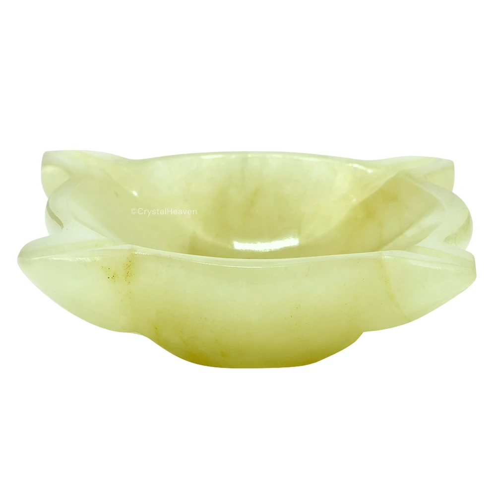 Green Aventurine (Light) Crystal Diya - 4 Batti