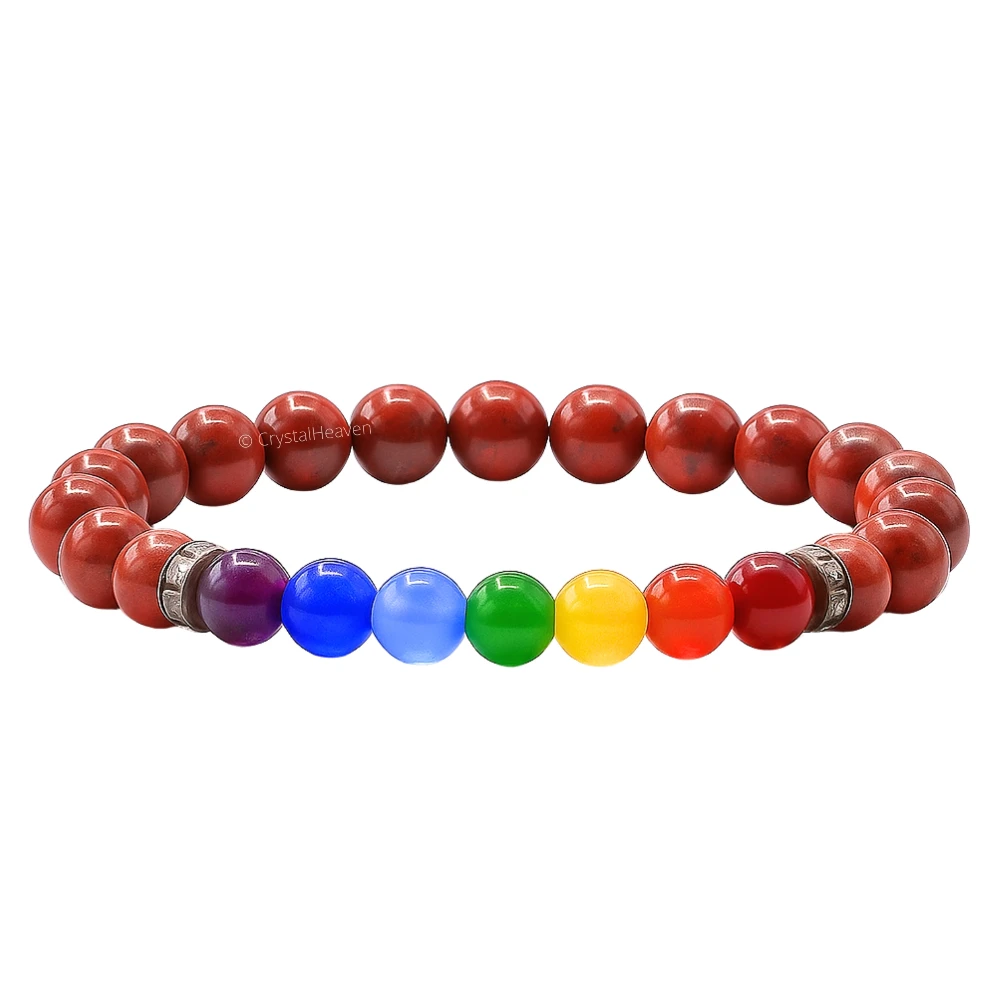 Red Jasper with Chakra Bracelet (Elastic)