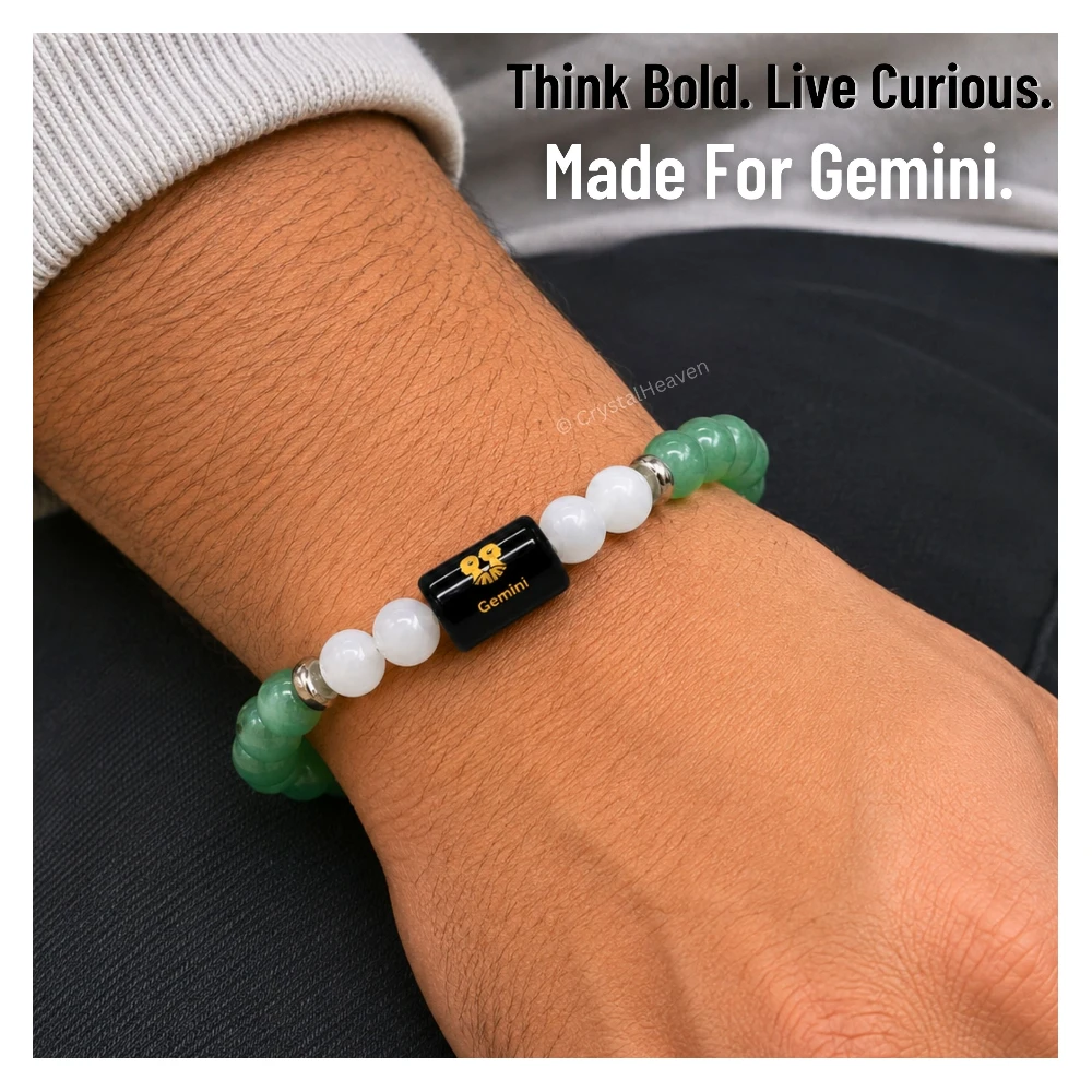 Gemini Bracelet (मिथुन राशि) - Green Aventurine & Milky Quartz (Only Bracelet)