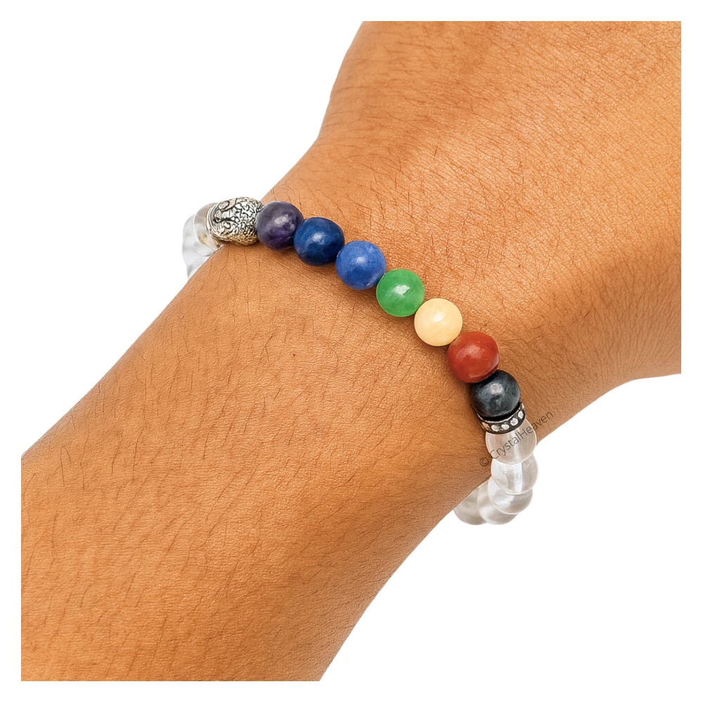 Clear Quartz Chakra with Buddha Bracelet (Elastic)