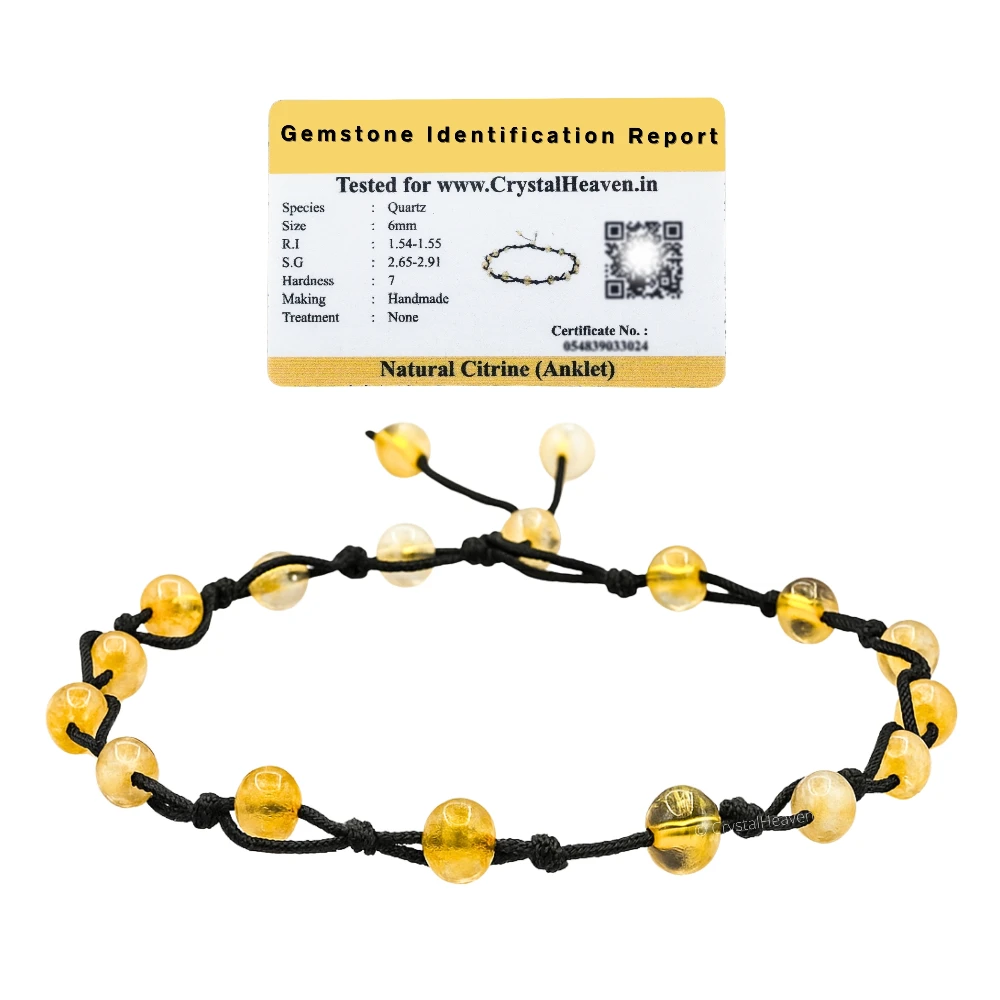 Citrine Anklet (Hand Knotted)