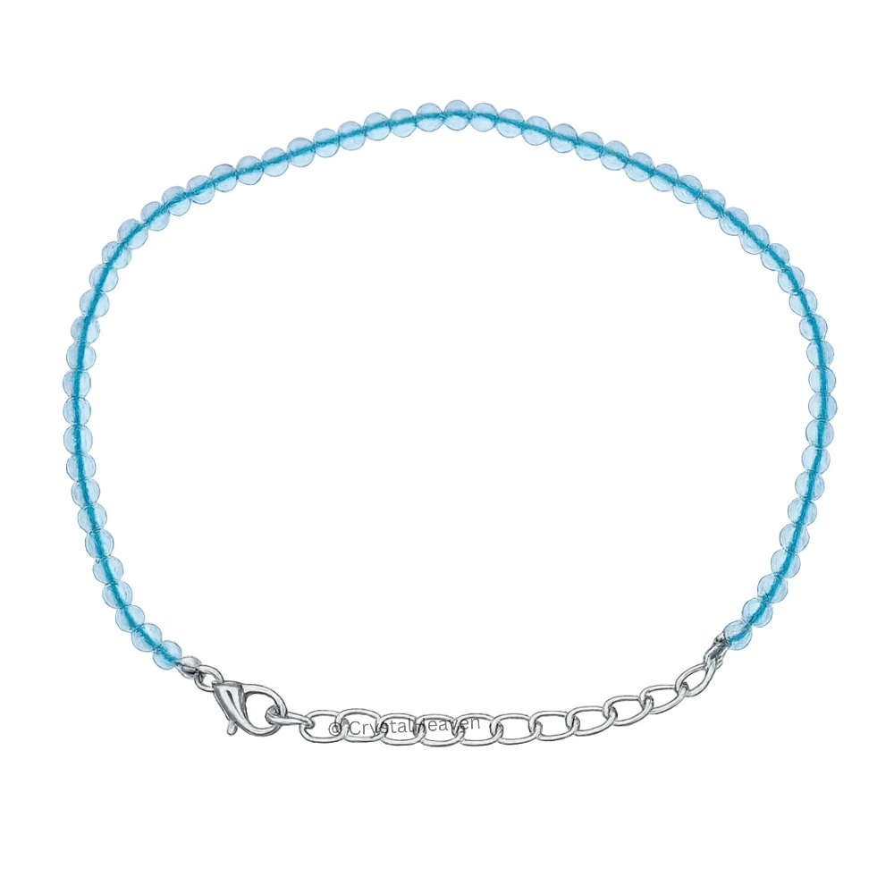 Aqua Chalcedony Bracelets - 2mm Faceted Beads (Silver)