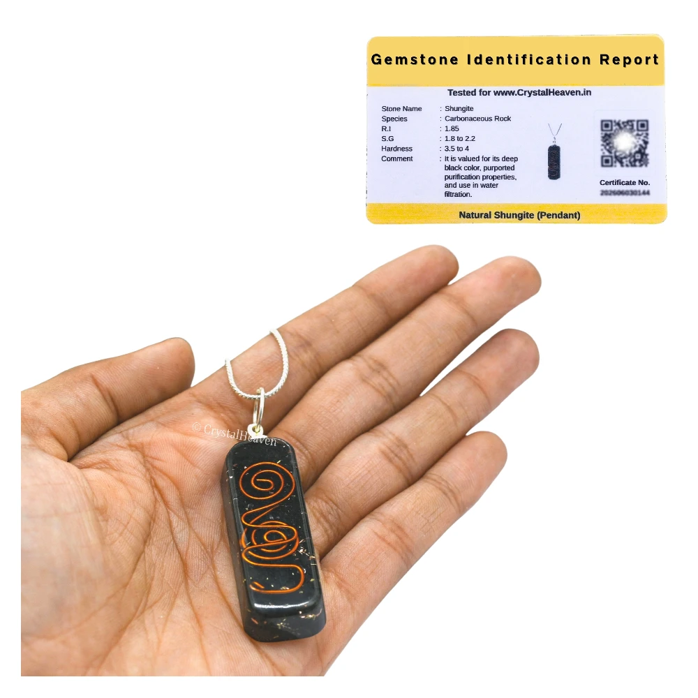 Shungite Crystal Orgone Pendant - Rectangle