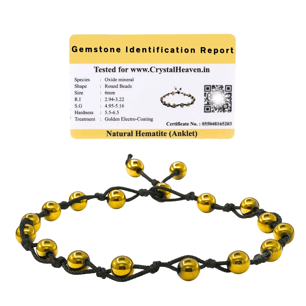 Golden Hematite Anklet (Hand Knotted)