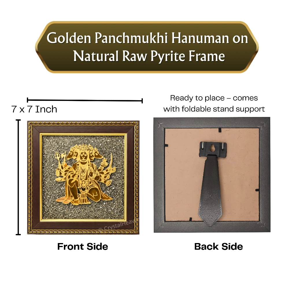 Panchmukhi Hanuman on Natural Pyrite Frame – Vastu Decor