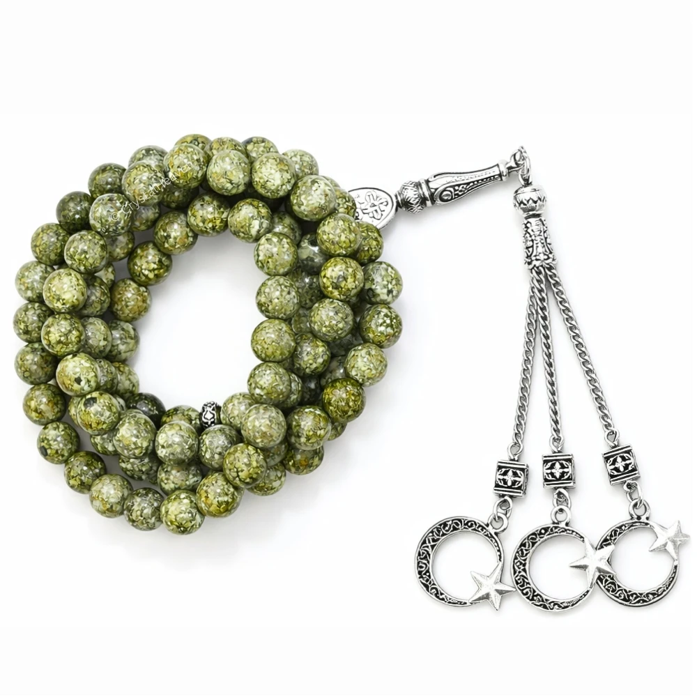 Serpentine Russian Crystal Tasbih (Silver)