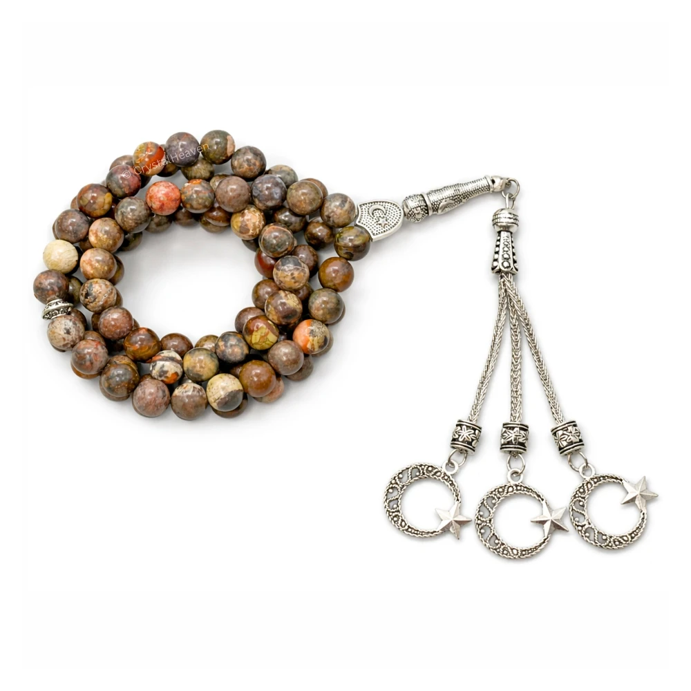 Brown Opal Crystal Tasbih (Silver)